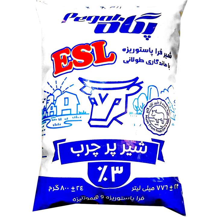 شیر پرچرب ۳ درصد ۸۰۰ گرم فرا پاستوریزه پگاه