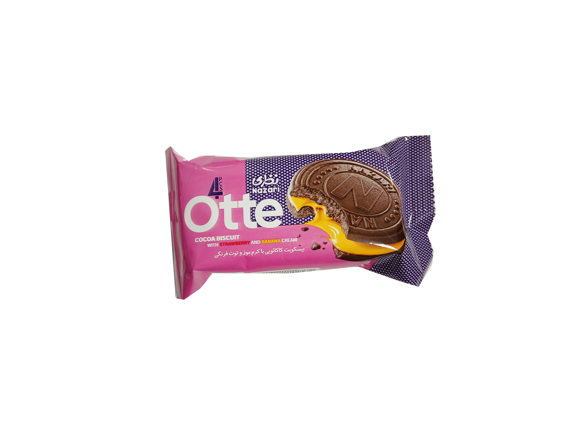 بیسکویت کاکائویی با کرم موزی توت فرنگی نظری